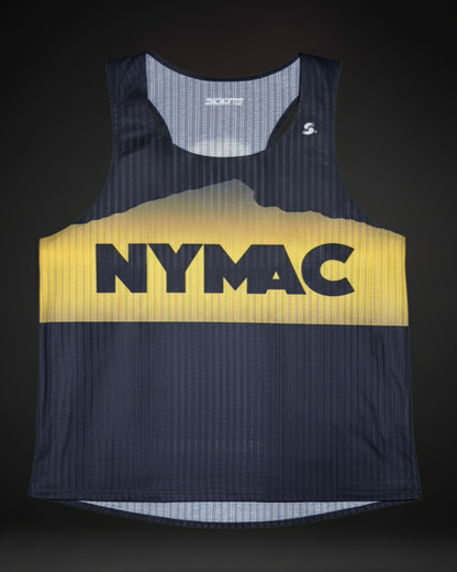 Sleeveless athletic top with 'NYMAC' branding on a dark background