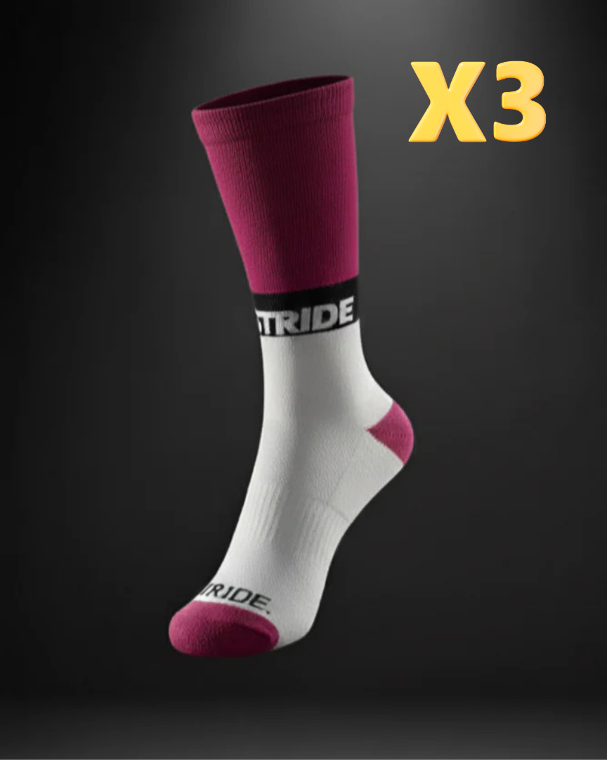 Stride Gym Socks – 3 Pack Long Performance Training Socks (Compression Fit, Pink/White)